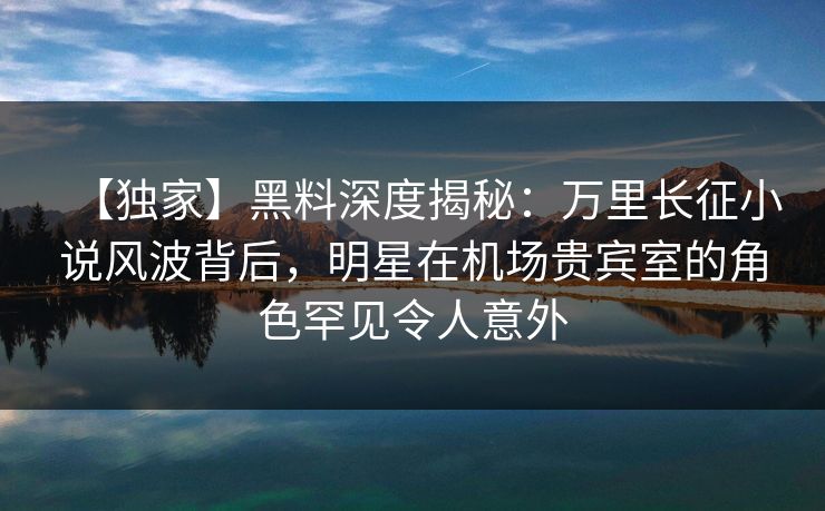 【独家】黑料深度揭秘：万里长征小说风波背后，明星在机场贵宾室的角色罕见令人意外