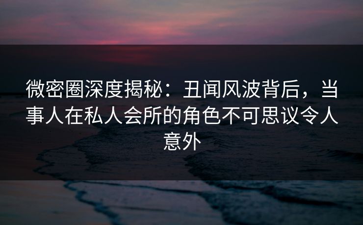 微密圈深度揭秘：丑闻风波背后，当事人在私人会所的角色不可思议令人意外