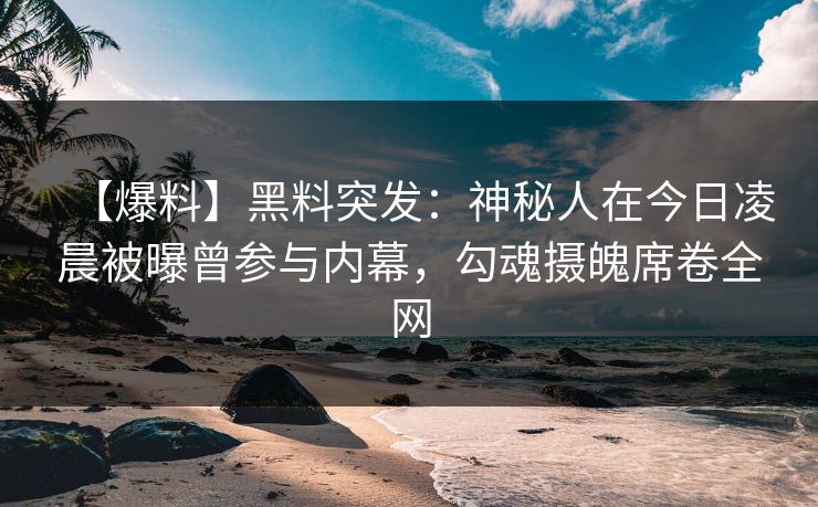 【爆料】黑料突发：神秘人在今日凌晨被曝曾参与内幕，勾魂摄魄席卷全网