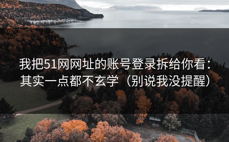 我把51网网址的账号登录拆给你看：其实一点都不玄学（别说我没提醒）