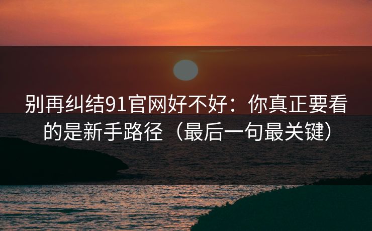 别再纠结91官网好不好：你真正要看的是新手路径（最后一句最关键）